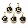 Brass Micro Pave Clear Cubic Zirconia Charms KK-T063-86-NF-1