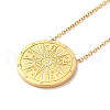 304 Stainless Steel Flat Round Pandant Necklace for Women NJEW-O126-01G-03-4