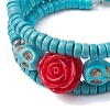 Resin and Synthetic Turquoise Wrap Bracelets Sets BJEW-JB10759-01-3
