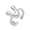 Brass Letter Open Cuff Rings for Women RJEW-G313-01V-P-1