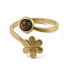 304 Stainless Steel with Natural Tiger Eye Ring RJEW-Z031-01C-02-2