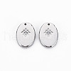 304 Stainless Steel Micro Pave Clear Cubic Zirconia Charms STAS-N097-094P-NR-1