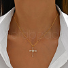 Cool Hip-hop Style 925 Sterling Silver Crystal Rhinestone Cross Pendant Necklaces for Daily Wear AF7558-1-4