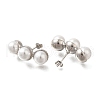 Rack Plating Round Brass & ABS Imitation Pearl Stud Earrings EJEW-I310-15P-2