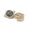 Brass Pave Natural Yellow Opal Faceted Flat Round Connector Charms G-U028-04G-11-2