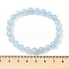 Natural Aquamarine Round Bead Stretch Bracelets for Men Women BJEW-U034-01D-01-5