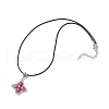Dyed Synthetic Imperial Jasper & Glass Seed Beaded Star Pendant Black Waxed Cotton Cord Necklaces NJEW-MZ00109-02-4