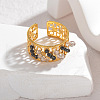 304 Stainless Steel Cuff Rings with Glass Crystal RJEW-V010-03G-1