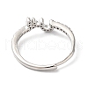 Rack Plating Brass Cubic Zirconia Arabic Letters Adjustable Rings for Women RJEW-S407-10P-07-3