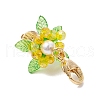 Glass & Acrylic & Shell Pearl Flower Pendant Decorations HJEW-MZ00209-06-4