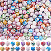 SOFPLATE 500Pcs AB Color Wave Printed Acrylic Beads SACR-SP0001-10-1