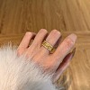 Leaf 925 Sterling Silver Micro Pave Cubic Zirconia Finger Rings for Women RJEW-F180-08G-1