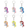 6Pcs 6 Colors Cartoon Unicorn PVC Plastic Keychain KEYC-JKC00664-1