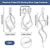 Beebeecraft 1Pc Rhodium Plated 925 Sterling Silver Cage Pendants STER-BBC0007-18B-2