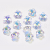 Faceted Glass Rhinestone Charms RGLA-F055-6x6-001AB-1