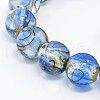 Handmade Silver Foil Glass Lampwork Round Beads Strands FOIL-L008-01A-1