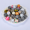 Colorful Pattern Printed Silicone Focal Beads SI-JX0022A-01-6