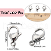 SUNNYCLUE 100Pcs 304 Stainless Steel Lobster Claw Clasps STAS-SC0007-14-2