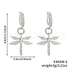 Elegant Brass Clear Cubic Zirconia Dragonfly Hoop Earrings FN5869-2-3