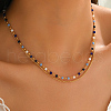 Brass & Cube Glass Link Chain Double Layer Necklaces for Women JE8042-2