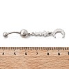 Alloy Crystal Rhinestone Dangle Curved Barbell Belly Rings AJEW-R007-04P-02-5