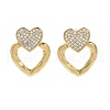 Brass Micro Pave Clear Cubic Zirconia Stud Earrings EJEW-M097-01A-G-2