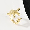 Brass Open Cuff Rings for Women RJEW-R032-05G-2
