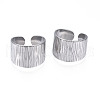 Non-Tarnish 304 Stainless Steel Texture Open Cuff Ring RJEW-S405-258P-1
