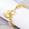 Brass Round Beads Charm Bracelets for Women BJEW-D317-06G-3