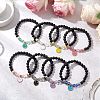 8Pcs 8 Colors Natural Lava Rock & Synthetic Moonstone Beads Stretch Bracelets BJEW-JB11566-1