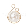 Shell Pearl Copper Wire Wrapped Round Pendants PALLOY-JF03607-01-3