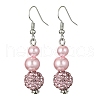 Glass Rhinestone Round Beads Dangle Earrings EJEW-JE05438-4