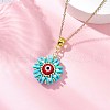 Glass Seed Beads & Polymer Clay & Evil Eye Lampwork Pendant Necklaces NJEW-MZ00101-02-1