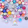 Printed Round Silicone Focal Beads SI-JX0056A-11-2