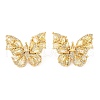 Rack Plating Brass with Cubic Zirconia Stud Earrings for Women EJEW-G394-06G-05-2