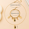 Stainless Steel Rhinestone Padlock Charm Bracelets & Necklaces Sets for Women QK4053-2