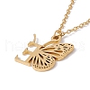 Initial Letter with Butterfly Pendant Necklace NJEW-C026-01G-E-3
