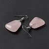 Natural Rose Quartz Trapezoid Dangle Earrings EJEW-D188-02P-01-3