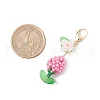 Flower Glass Pearl & Seed Beads Pendant Decorations HJEW-MZ00274-05-3