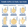 Crafans 12Pcs 12 Style 201 Stainless Steel Charms & Pendants STAS-CF0001-01-2