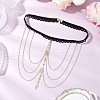 Brass Layered Leaf Tassel Thigh Leg Chains AJEW-AN00656-2