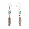 Feather Pendants Dangle Earring for Girl Women EJEW-JE04633-3