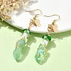 Dyed Natural Quartz Crystal Nugget & Mushroom Lampwork Dangle Earrings EJEW-TA00335-04-2