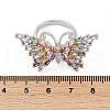 Butterfly Brass Micro Pave Colorful Cubic Zirconia Finger Rings for Women RJEW-G343-30P-01-5