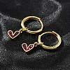 Heart Brass Hoop Earrings EJEW-Z086-16G-2