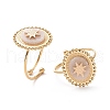 Natural Gemstone Oval with Star Open Cuff Ring RJEW-G265-06G-2