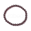 Round Natural Grade AAAA Garnet Beads Stretch Bracelets for Men Women BJEW-JB11825-03-2