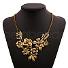 Retro Alloy Crystal Rhinestone Flower Pendant Bib Necklaces for Women FS-WGB73F9-02-1