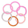 6Pcs 6 Styles 8mm Glass Round Beaded Stretch Bracelet Sets BJEW-TAC0023-11