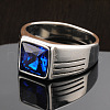 Fashionable 304 Stainless Steel Cubic Zirconia Finger Rings for Men FS-WGE7444-05-1